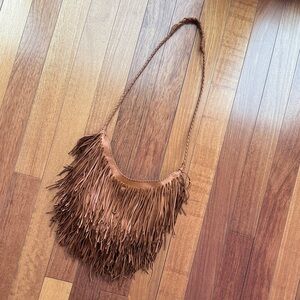 Boho Fringe Shoulder Bag - Tan